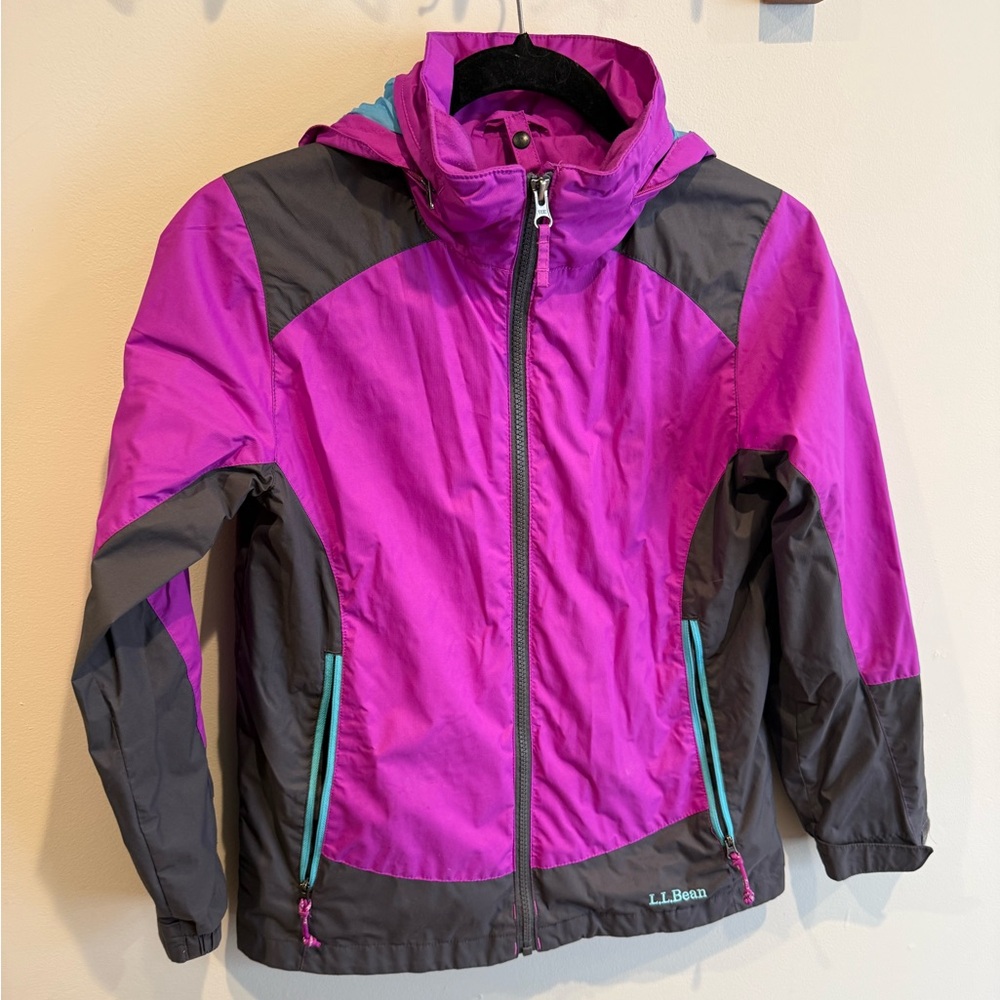 L.L. Bean Wildcat Parka Shell Girls' Medium 10-12 Pink Full Zip Water Resistant